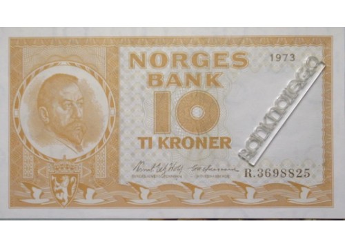 Банкнота Норвегия 10 (десять) крон 1973 год. Pick 31f. UNC