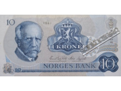 Банкнота Норвегия 10 (десять) крон 1981 год. Pick 36c4. UNC