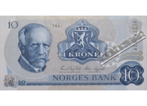 Банкнота Норвегия 10 (десять) крон 1981 год. Pick 36c4. UNC
