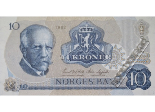 Банкнота Норвегия 10 (десять) крон 1982 год. Pick 36c5. UNC