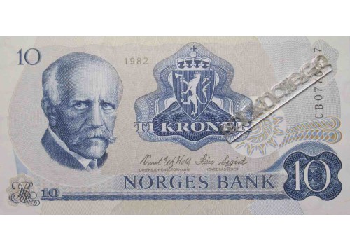 Банкнота Норвегия 10 (десять) крон 1982 год. Pick 36d. UNC