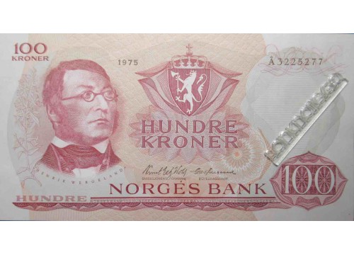 Банкнота Норвегия 100 (сто) крон 1975 год. Pick 38g. UNC