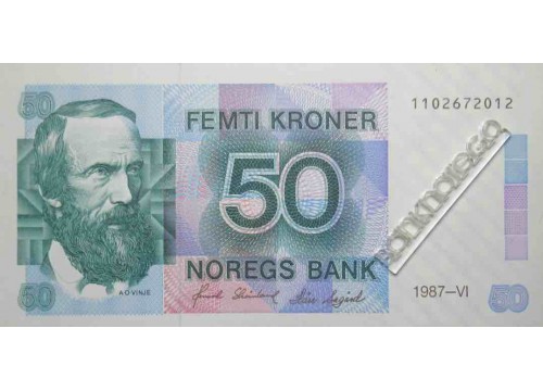 Банкнота Норвегия 50 (пятьдесят) крон 1987 год. Pick 42d. UNC