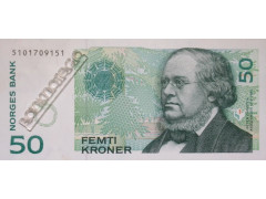 Банкнота Норвегия 50 (пятьдесят) крон 1998 год. Pick 46a2. UNC