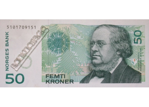Банкнота Норвегия 50 (пятьдесят) крон 1998 год. Pick 46a2. UNC