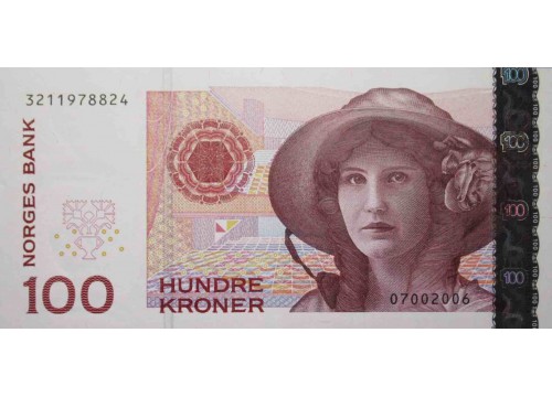 Банкнота Норвегия 100 (сто) крон 2006 год. Pick 49c. UNC