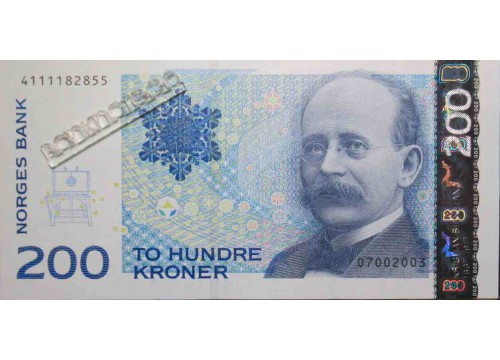 Банкнота Норвегия 200 (двести) крон 2003 год. Pick 50b. UNC