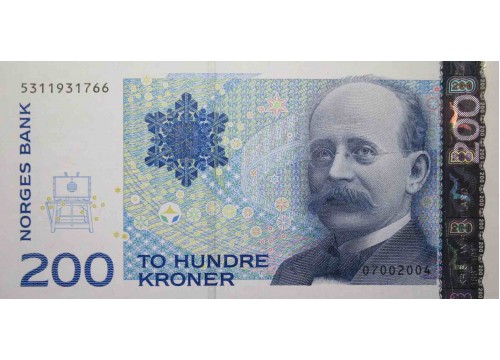 Банкнота Норвегия 200 (двести) крон 2004 год. Pick 50c. UNC