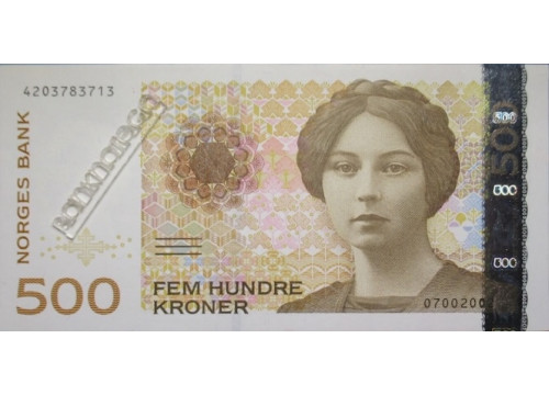 Банкнота Норвегия 500 (пятьсот) крон 2002 год. Pick 51c. UNC