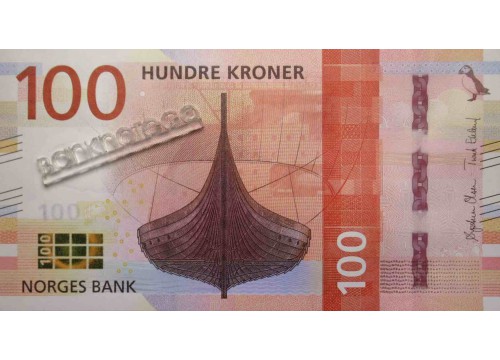 Банкнота Норвегия 100 (сто) крон 2016 год. Pick 54. UNC