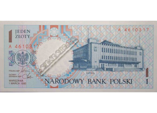 Банкнота Польша 1 (один) злотый 1990 год. Pick 164. UNC