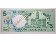 Банкнота Польша 5 (пять) злотых 1990 год. Pick 166. UNC
