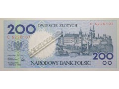 Банкнота Польша 200 (двести) злотых 1990 год. Pick 171. UNC