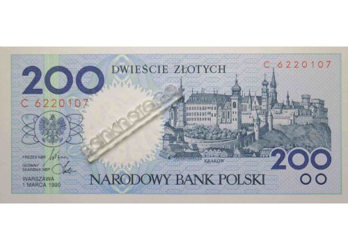 Банкнота Польша 200 (двести) злотых 1990 год. Pick 171. UNC
