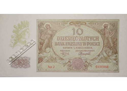 Банкнота Польша 10 (десять) злотых 1940 год. Pick 94. UNC