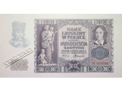 Банкнота Польша 20 (двадцать) злотых 1940 год. Pick 95. UNC