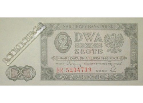 Банкнота Польша 2 (два) злотых 1948 год. Pick 134.2. UNC