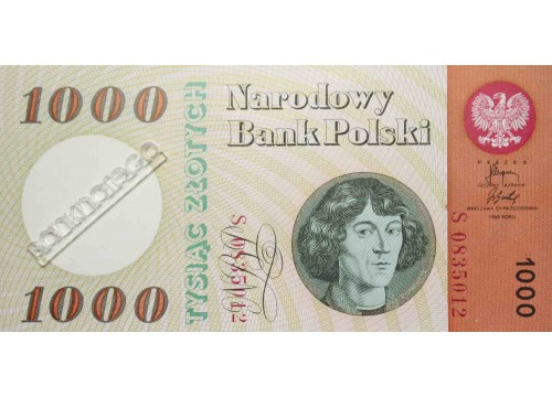 Банкнота Польша 1000 (тысяча) злотых 1965 год. Pick 141a. UNC