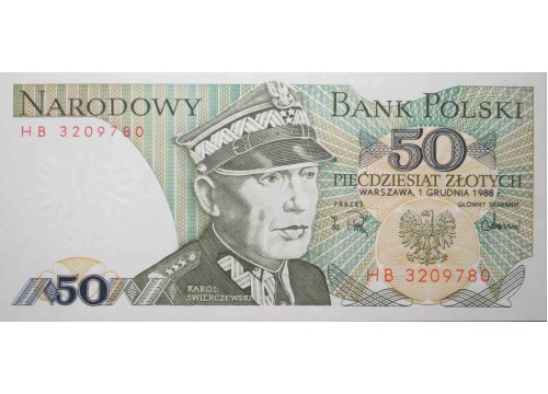 Банкнота Польша 50 (пятьдесят) злотых 1988 год. Pick 142c. UNC