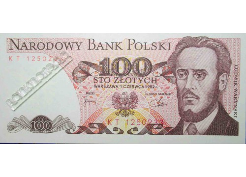 Банкнота Польша 100 (сто) злотых 1982 год. Pick 143d. UNC