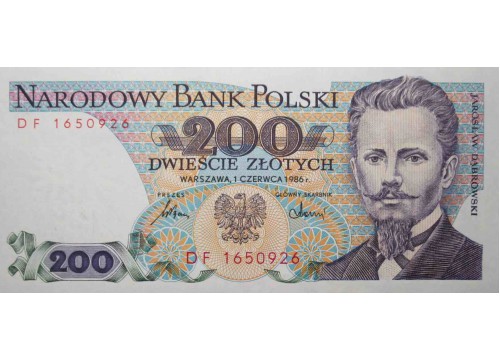Банкнота Польша 200 (двести) злотых 1986 год. Pick 144c. UNC