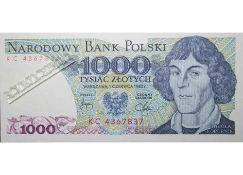 Банкнота Польша 1000 (тысяча) злотых 1982 год. Pick 146c. UNC