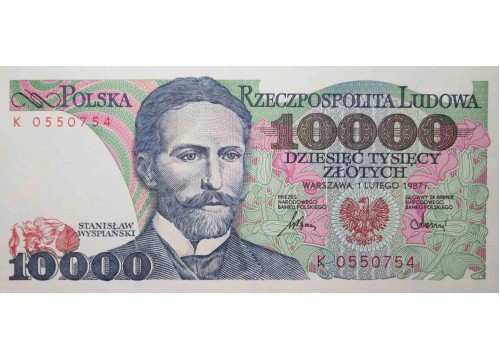 Банкнота Польша 10000 (десять тысяч) злотых 1987 год. Pick 151a. UNC