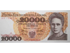 Банкнота Польша 20000 (двадцать тысяч) злотых 1989 год. Pick 152. UNC