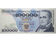 Банкнота Польша 100000 (сто тысяч) злотых 1990 год. Pick 154. UNC