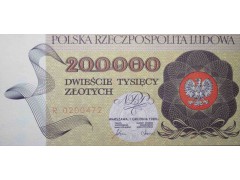 Банкнота Польша 200000 (двести тысяч) злотых 1989 год. Pick 155. UNC