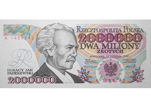 Банкнота Польша 2000000 (два миллиона) злотых 1992 год. Pick 158a. UNC