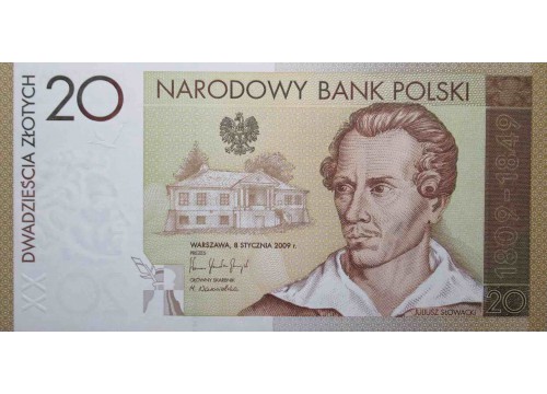 Банкнота Польша 20 (двадцать) злотых 2009 год. Pick 180. UNC 