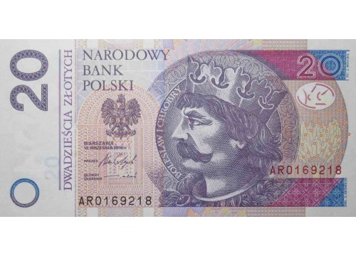 Банкнота Польша 20 (двадцать) злотых 2016 год. Pick 184. UNC
