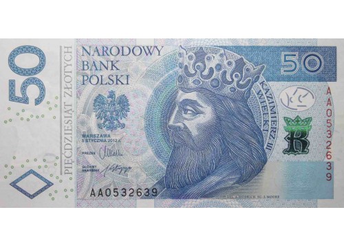 Банкнота Польша 50 (пятьдесят) злотых 2012 год. Pick 185. UNC