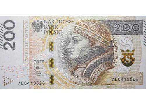 Банкнота Польша 200 (двести) злотых 2015 год. Pick 189. UNC