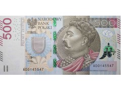 Банкнота Польша 500 (пятьсот) злотых 2016 год. Pick 190a. UNC