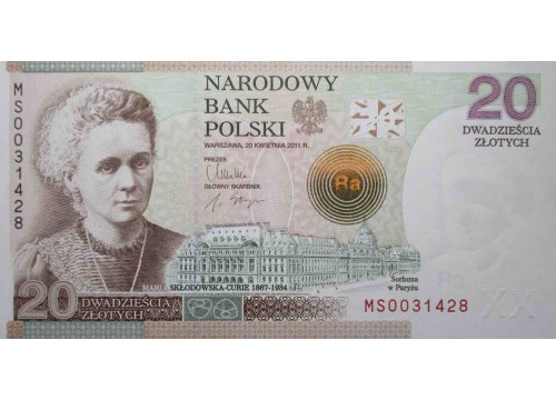 Банкнота Польша 20 (двадцать) злотых 2011 год. Pick A184. UNC