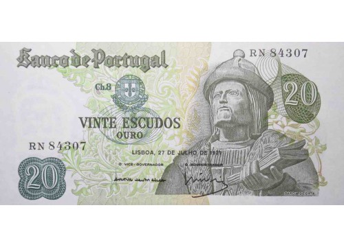 Банкнота Португалия 20 (двадцать) эскудо 1971 год. Pick 173.10. UNC