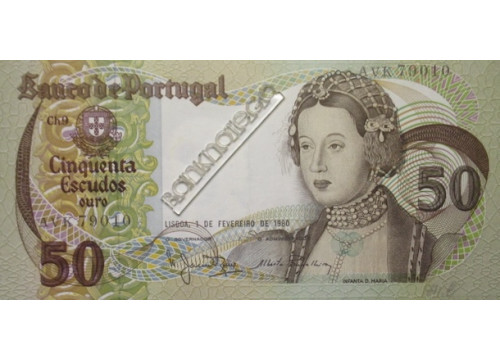Банкнота Португалия 50 (пятьдесят) эскудо 1980 год. Pick 174b6. UNC