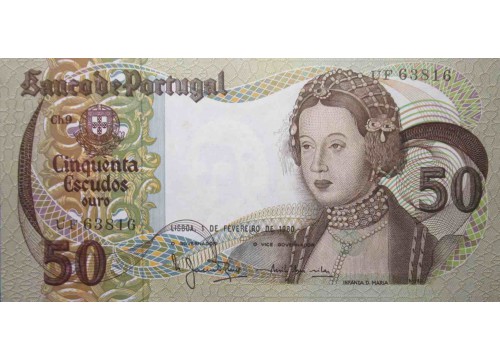 Банкнота Португалия 50 (пятьдесят) эскудо 1980 год. Pick 174b8. UNC