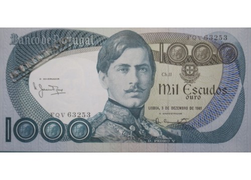 Банкнота Португалия 1000 (тысяча) эскудо 1981 год. Pick 175c6. UNC