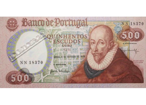 Банкнота Португалия 500 (пятьсот) эскудо 1979 год. Pick 177.5. UNC