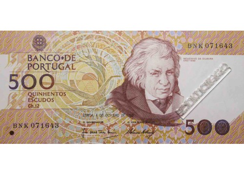 Банкнота Португалия 500 (пятьсот) эскудо 1989 год. Pick 180с3. UNC