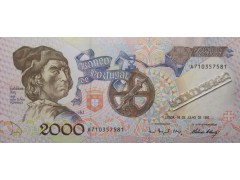 Банкнота Португалия 2000 (две тысячи) эскудо 1992 год. Pick 186c1. UNC