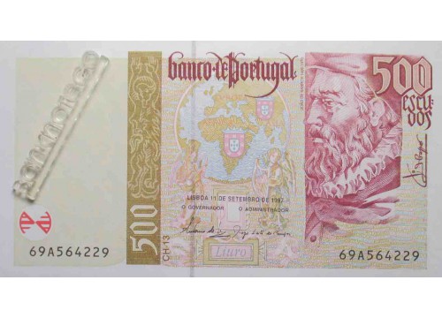 Банкнота Португалия 500 (пятьсот) эскудо 1997 год. Pick 187b5. UNC
