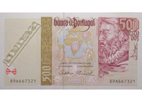Банкнота Португалия 500 (пятьсот) эскудо 2000 год. Pick 187c. UNC