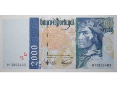 Банкнота Португалия 2000 (две тысячи) эскудо 1997 год. Pick 189c4. UNC