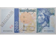 Банкнота Португалия 2000 (две тысячи) эскудо 1997 год. Pick 189c6. UNC