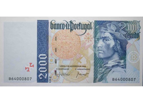 Банкнота Португалия 2000 (две тысячи) эскудо 2000 год. Pick 189d2. UNC