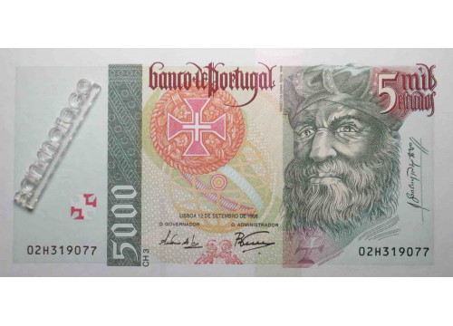 Банкнота Португалия 5000 (пять тысяч) эскудо 1996 год. Pick 190b4. UNC